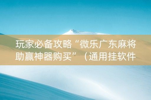 玩家必备攻略“微乐广东麻将助赢神器购买”（通用挂软件多少钱)