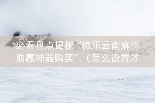 必看盘点揭秘“微乐云南麻将助赢神器购买”（怎么设置才能赢)