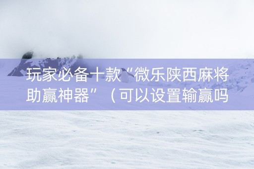 玩家必备十款“微乐陕西麻将助赢神器”（可以设置输赢吗)