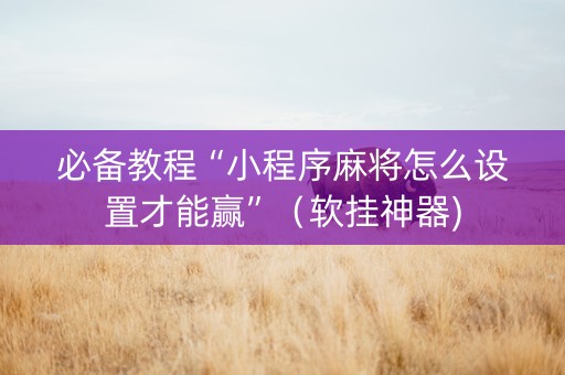 必备教程“小程序麻将怎么设置才能赢”（软挂神器)