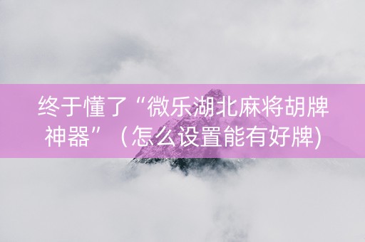 终于懂了“微乐湖北麻将胡牌神器”（怎么设置能有好牌)