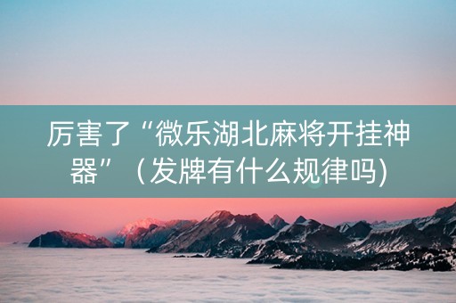 厉害了“微乐湖北麻将开挂神器”（发牌有什么规律吗)