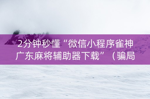 2分钟秒懂“微信小程序雀神广东麻将辅助器下载”（骗局大揭秘)