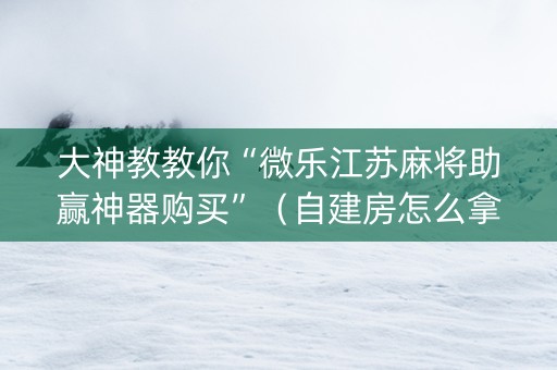 大神教教你“微乐江苏麻将助赢神器购买”（自建房怎么拿好牌)
