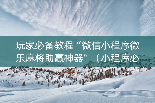 玩家必备教程“微信小程序微乐麻将助赢神器”（小程序必赢神器)