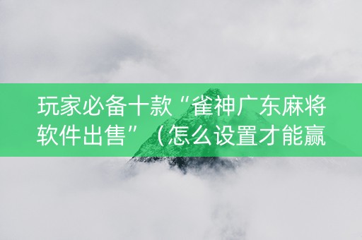 玩家必备十款“雀神广东麻将软件出售”（怎么设置才能赢)