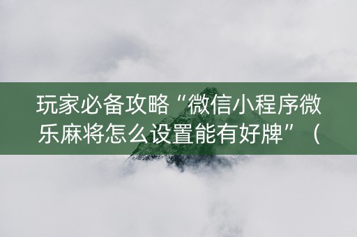 玩家必备攻略“微信小程序微乐麻将怎么设置能有好牌”（输赢规律)