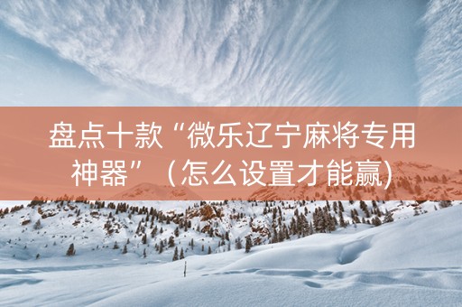 盘点十款“微乐辽宁麻将专用神器”（怎么设置才能赢)