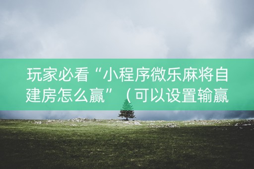 玩家必看“小程序微乐麻将自建房怎么赢”（可以设置输赢吗)