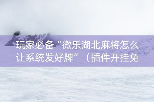 玩家必备“微乐湖北麻将怎么让系统发好牌”（插件开挂免费AI)