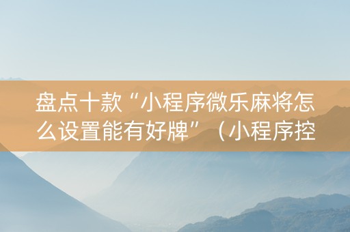 盘点十款“小程序微乐麻将怎么设置能有好牌”（小程序控牌器)