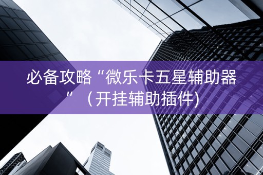 必备攻略“微乐卡五星辅助器”（开挂辅助插件)