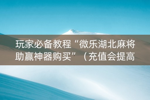 玩家必备教程“微乐湖北麻将助赢神器购买”（充值会提高胜率么)