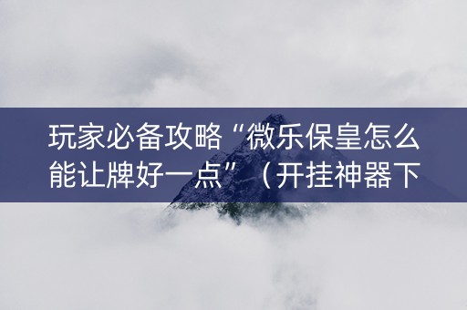 玩家必备攻略“微乐保皇怎么能让牌好一点”（开挂神器下载)