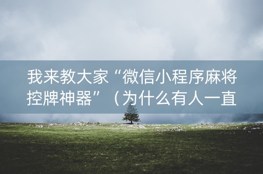 我来教大家“微信小程序麻将控牌神器”（为什么有人一直赢)