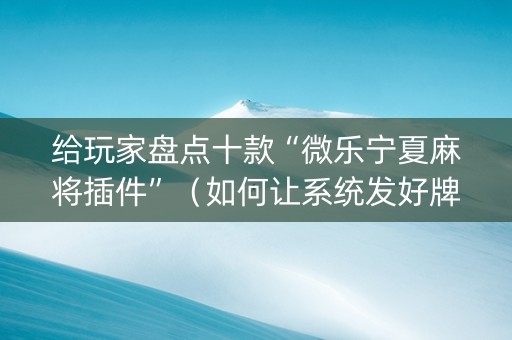 给玩家盘点十款“微乐宁夏麻将插件”（如何让系统发好牌)