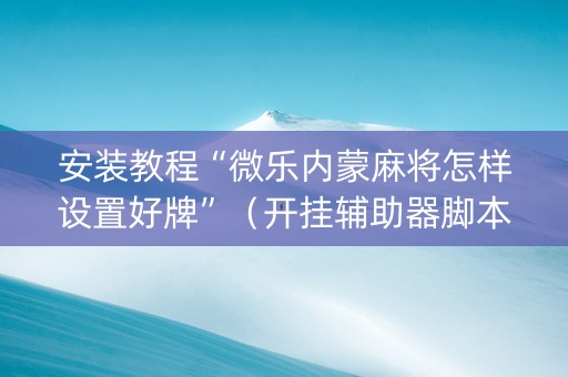 安装教程“微乐内蒙麻将怎样设置好牌”（开挂辅助器脚本)
