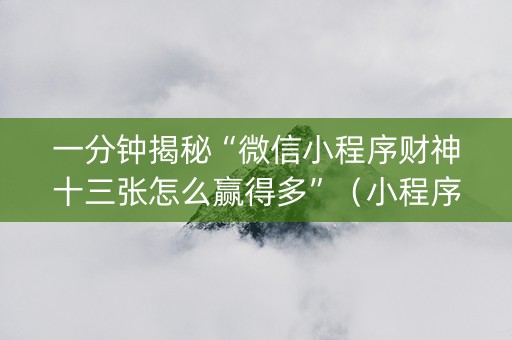 一分钟揭秘“微信小程序财神十三张怎么赢得多”（小程序怎么才会赢)