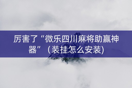 厉害了“微乐四川麻将助赢神器”（装挂怎么安装)