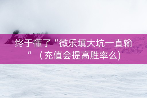 终于懂了“微乐填大坑一直输”（充值会提高胜率么)