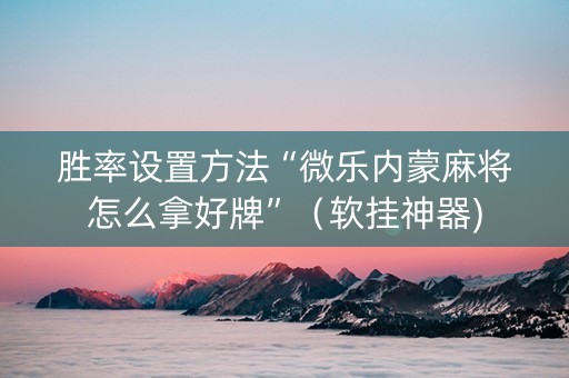 胜率设置方法“微乐内蒙麻将怎么拿好牌”（软挂神器)
