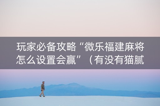 玩家必备攻略“微乐福建麻将怎么设置会赢”（有没有猫腻)