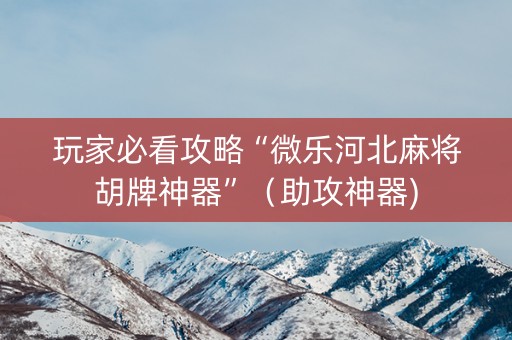 玩家必看攻略“微乐河北麻将胡牌神器”（助攻神器)