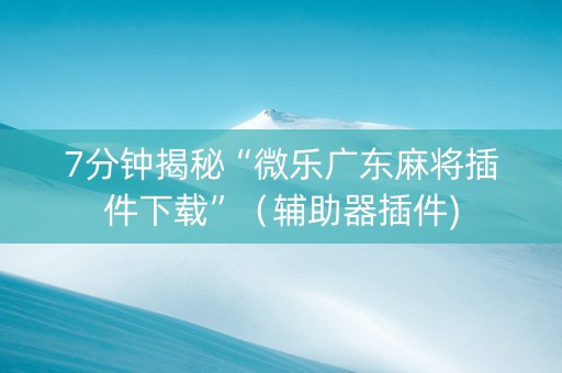 7分钟揭秘“微乐广东麻将插件下载”（辅助器插件)