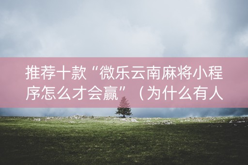 推荐十款“微乐云南麻将小程序怎么才会赢”（为什么有人一直赢)