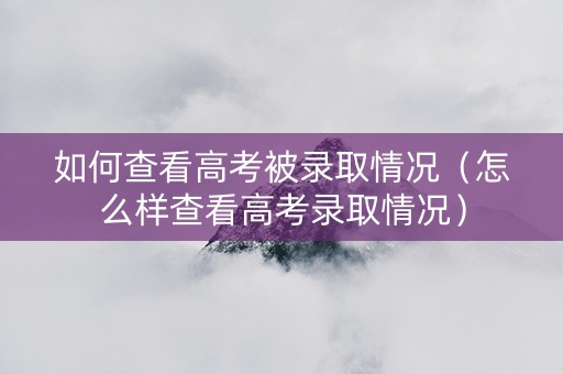 如何查看高考被录取情况（怎么样查看高考录取情况）