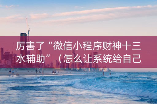 厉害了“微信小程序财神十三水辅助”（怎么让系统给自己好牌)