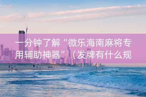 一分钟了解“微乐海南麻将专用辅助神器”（发牌有什么规律吗)