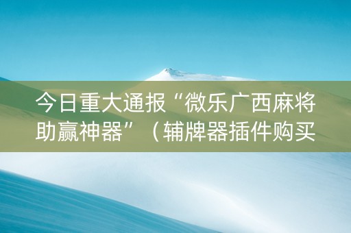 今日重大通报“微乐广西麻将助赢神器”（辅牌器插件购买)