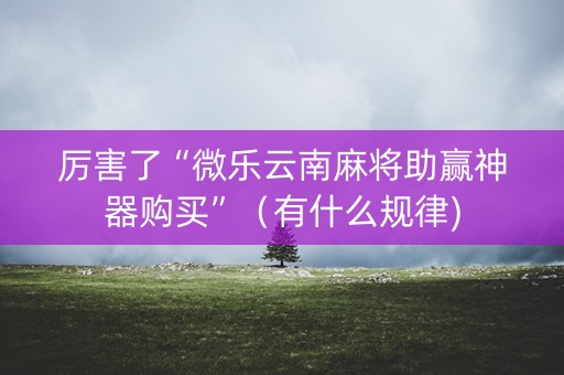 厉害了“微乐云南麻将助赢神器购买”（有什么规律)
