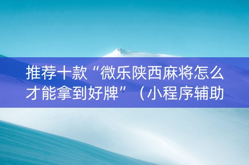 推荐十款“微乐陕西麻将怎么才能拿到好牌”（小程序辅助软件)