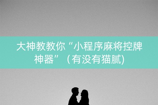 大神教教你“小程序麻将控牌神器”（有没有猫腻)