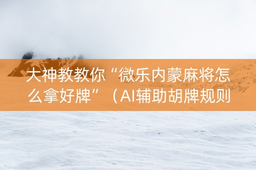 大神教教你“微乐内蒙麻将怎么拿好牌”（AI辅助胡牌规则)