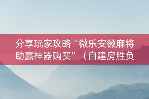 分享玩家攻略“微乐安徽麻将助赢神器购买”（自建房胜负规律)