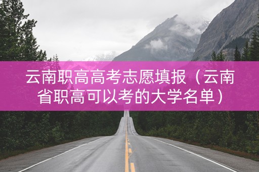 云南职高高考志愿填报（云南省职高可以考的大学名单）