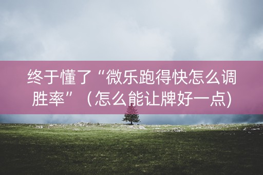终于懂了“微乐跑得快怎么调胜率”（怎么能让牌好一点)
