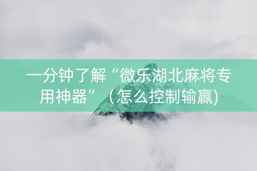 一分钟了解“微乐湖北麻将专用神器”（怎么控制输赢)