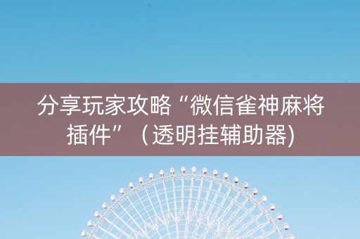 分享玩家攻略“微信雀神麻将插件”（透明挂辅助器)
