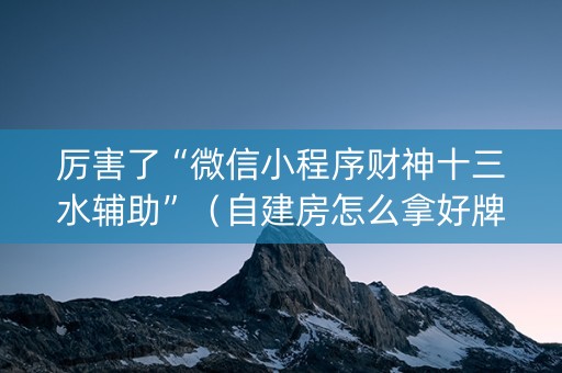 厉害了“微信小程序财神十三水辅助”（自建房怎么拿好牌)