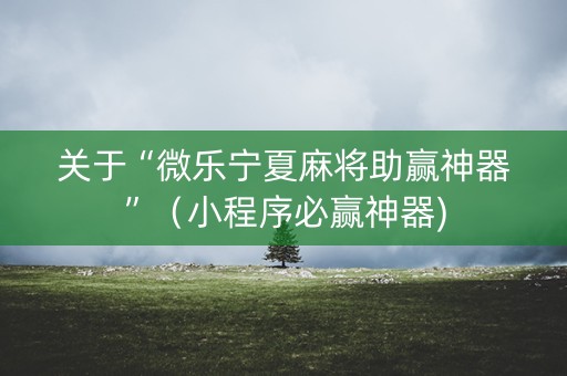 关于“微乐宁夏麻将助赢神器”（小程序必赢神器)