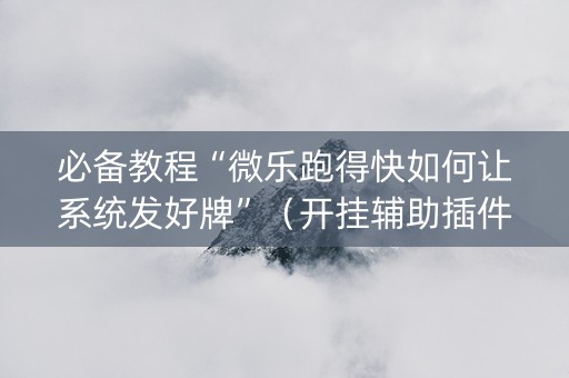 必备教程“微乐跑得快如何让系统发好牌”（开挂辅助插件)