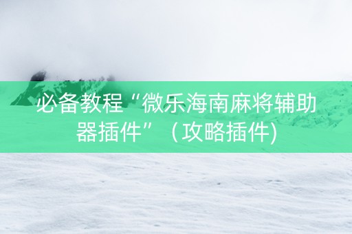 必备教程“微乐海南麻将辅助器插件”（攻略插件)