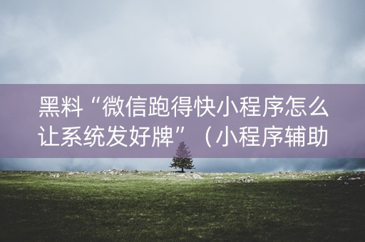 黑料“微信跑得快小程序怎么让系统发好牌”（小程序辅助软件)