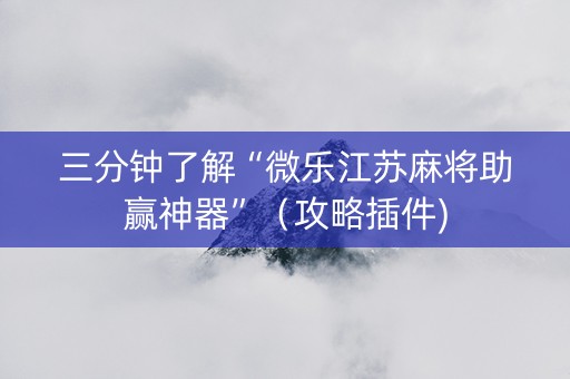 三分钟了解“微乐江苏麻将助赢神器”（攻略插件)
