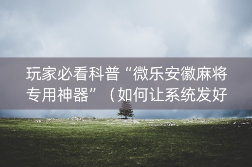 玩家必看科普“微乐安徽麻将专用神器”（如何让系统发好牌)