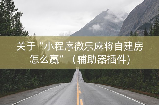 关于“小程序微乐麻将自建房怎么赢”（辅助器插件)